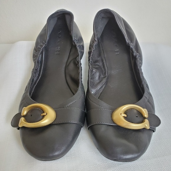 coach stanton signature buckle ballet flats